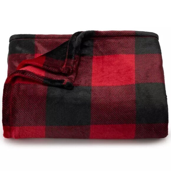 Buffalo Plaid Blanket Red Black 72" NWT - Picture 5 of 6
